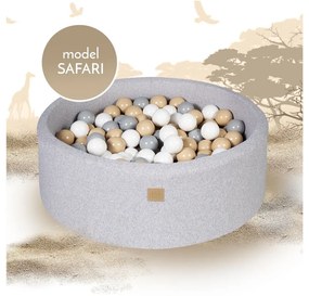 Piscină cu bile gri din catifea reiată ø 90x30 cm Montessori – Meowbaby