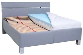 Pat tapițat ALIS 160 x 200 cm, cu spațiu de depozitare, fără saltea, gri deschis