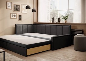 Canapea gri închis extensibilă/cu spațiu de depozitare cu tapițerie din chenille 214 cm Fulgeo – ELTAP