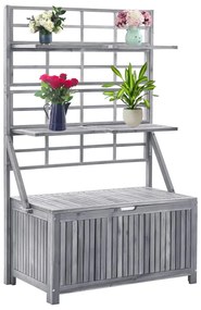 vidaXL Cutie depozitare cu spalier, gri 99x55x160 cm lemn masiv acacia