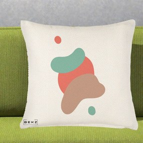 Perna Decorativa Abstract Forme Fluide Coral, 40x40 cm, Crem Reliefat, Husa Detasabila, Perna Inclusa, BEKZ®