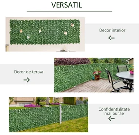Outsunny Gard Artificial Iederă PE Anti-UV pentru Intimitate și Decor Verde Închis 300x100cm | Aosom Romania