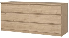 Comodă în culoare naturală cu aspect de lemn de stejar 154x70x50 cm Naia – Tvilum