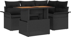 vidaXL Set de canapele pentru grădină 5 pcs Negru Rattan poli