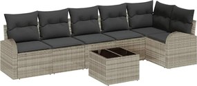 vidaXL Set de canapele pentru grădină 7 pcs Gri deschis poliratan