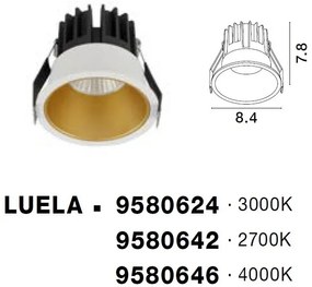 Spot LED incastrabil tavan fals / plafon LUELA 3000K alb/auriu