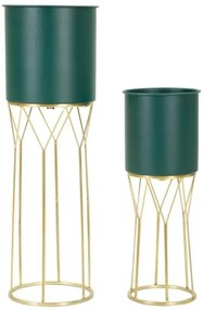 Set 2 suporturi flori Grent verde/auriu