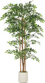 HOMCOM Plantă artificială Ficus Banyan din PEVA și lemn, cu ramuri flexibile și ghiveci din PP și ciment | Aosom Romania