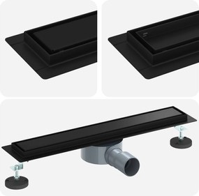 vidaXL Scurgere de duș 2 în 1 cu sifon 360° Negru 50 cm