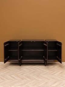 Comodă din lemn de mango și metal, cu 4 uși, maro antichizat, finisaj mat, 160×40×80, „Mogadi"