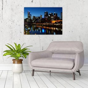 Tablou pe sticlă cu noaptea în Melbourne (70x50 cm)