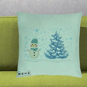 Perna Decorativa Om de Zapada si Brad Craciun, 40x40 cm, Verde Menta, Husa Detasabila, Perna Inclusa, BEKZ®