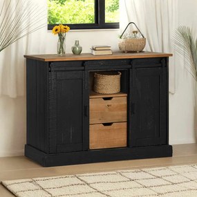 vidaXL Bufetă HALDEN 2 uși glisante negru 112x40x80 cm lemn masiv