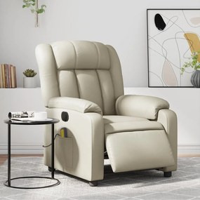 vidaXL Fotoliu electric de masaj rabatabil, crem, piele ecologică