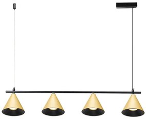 Lustră pe cablu CONE 4xGU10/10W/230V auriu/negru
