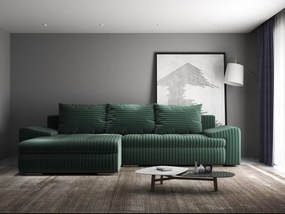 Colțar extensibil dumonde cu ladă de depozitare si sezut confortabil din spuma high-density, Leonardo Ambience Verde 260x185 cm