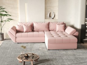 Colțar extensibil dumonde cu ladă de depozitare si sezut confortabil din spuma high-density, Loana Royal Pink II 270x185 cm