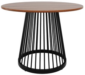 Masă rotundă pentru 4 persoane, Culoare naturală+Negru | Aosom Romania