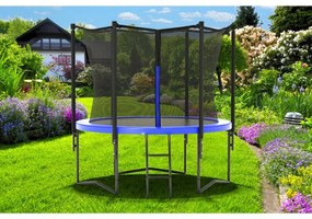 Trambulina de gradina cu plasa de siguranta si scara Culoare albastra, BARS 244 cm