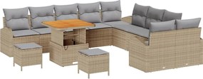 vidaXL Set de canapele pentru grădină cu pernă 13 pcs Bej poliratan