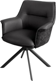 Set 2 scaune Pivotante, Piele Naturala LE GRAND negru