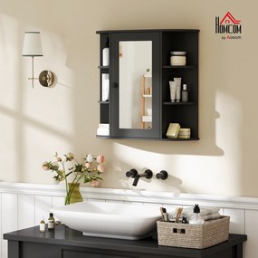 Homcom Dulapior Baie cu Oglinda – Lemn Alb 66×17×63 cm | Aosom Romania
