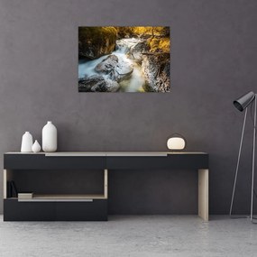 Tablou pe sticlă - Râul din pădure (70x50 cm)