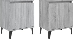 vidaXL Noptiere cu picioare metalice, sonoma gri, 40x30x50 cm