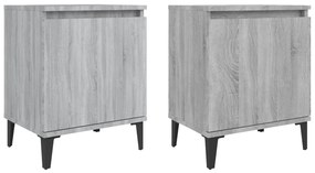 813119 vidaXL Noptiere cu picioare metalice, sonoma gri, 40x30x50 cm