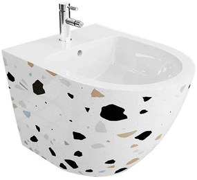 Bideu suspendat, cu fixare ascunsa, alb mozaic, Spectrum Trendi Stone