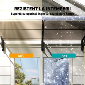 Streasina de exterior Outsunny 200x96cm din policarbonat si aluminiu, protectie pentru ferestre si usi, maro | Aosom RO