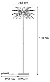 Lampă de podea Art Deco bej cu pene albe - Peahen