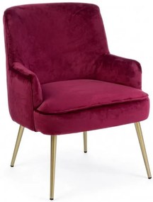 Fotoliu bordo / auriu din catifea si lemn de Pin, Clelia Bizzotto