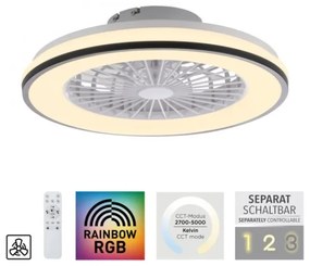 Ventilator LED RGBW dimabil de tavan JUST LIGHT. 14447-18 LENO LED/44W/230V + telecomandă
