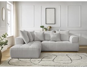 Colțar gri deschis cu tapițerie din chenille (cu colț pe partea stângă/în formă de ”L”) Whesley – Bobochic Paris