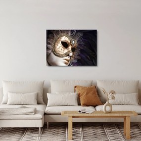 Tablou pe sticlă cu statuie cu masca (70x50 cm)
