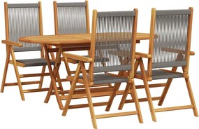 vidaXL Set de masă pentru grădină 5 pcs Gri Lemn Solid de Acacia