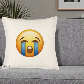 Perna Decorativa Emoji Plange, 40x40 cm, Crem Reliefat, Husa Detasabila, Perna Inclusa, BEKZ®