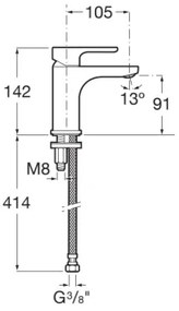 Roca A5A3K09C00 - Baterie pentru lavoar L20, 14,2 cm, crom lucios