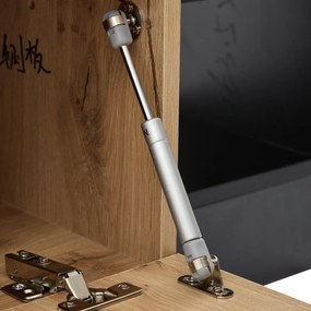 Dulap TV modern, cu iluminare LED și spațiu de depozitare deschis, 190x40x48,5 cm, Negru + Culoare naturală