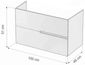 Mobilier pentru lavoar pe blat 100 cm, alb lucios, Fluminia Toledo 100 cm