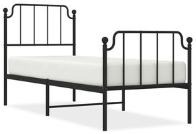 373895 vidaXL Cadru pat metalic cu tăblii de cap/picioare , negru, 75x190 cm