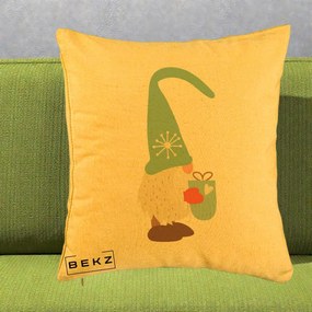 Perna Decorativa Gnom Nordic cu Cana Calda Menta, 40x40 cm, Galben, Husa Detasabila, Perna Inclusa, BEKZ®
