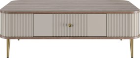 Măsuță de cafea Vesper 103x60 cm cu sertar - kaszmir / nuc / picioare aurii