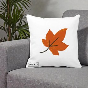 Perna Decorativa Frunza de Toamna Portocalie, 40x40 cm, Alba Mata, Husa Detasabila, Perna Inclusa, BEKZ®