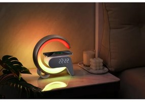 Lampă LED RGB dimabilă cu ceas deșteptător și încărcare Qi Immax 08987L 30W/230V argintiu
