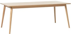 Masă de dining în culoare naturală extensibilă cu blat cu aspect de lemn de stejar 190x90 cm Barrali – Unique Furniture