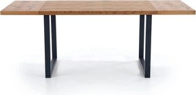 Masa extensibila HORUS, stejar/negru, furnir/otel, 126/206x80x76 cm