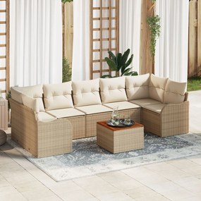 Set de 8 piese pentru grădină vidaXL cu perne bej din ratan poliester Acacia