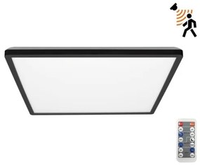Plafonieră LED cu senzor pentru baie NIVERA LED/24W/230V IP54 30x30 cm negru + telecomandă